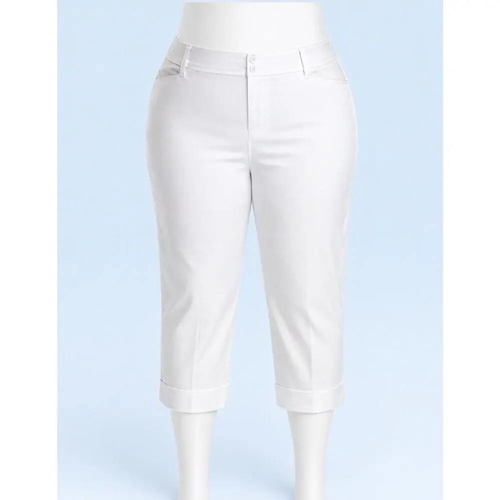 3 Pcs.Summer Capsule Outfits White Capri Pants, Blue Red Tunic Tops Plus 16W 1X - Picture 3 of 15